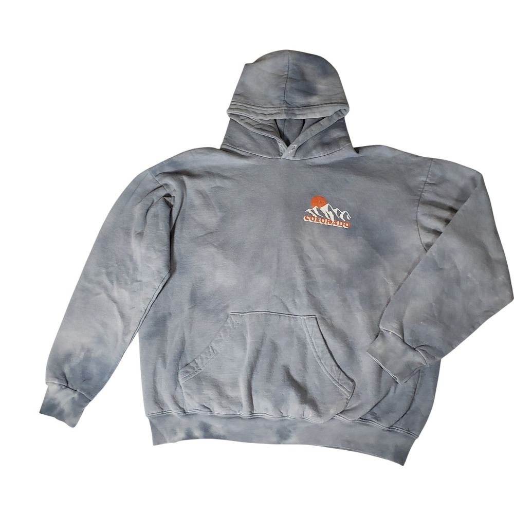 Call Your Mother Colorado Paradise Hoodie Blue Grey Acid Wash Mens Medium